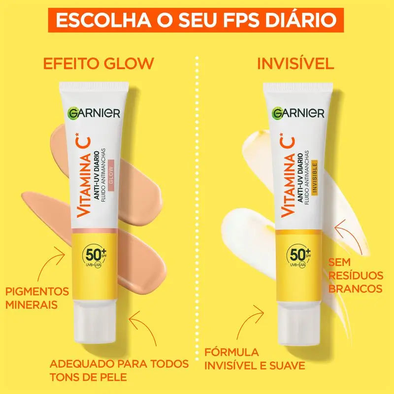 Garnier Vitamin C Flüssigkeit Anti-Uv Anti-Fleck täglicher Glow-Effekt Fps50+, 40 Ml
