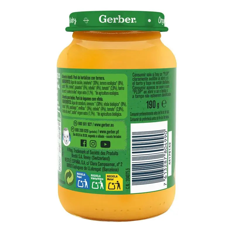 Gerber Bio-Gemüse Kalbfleisch, 190 g