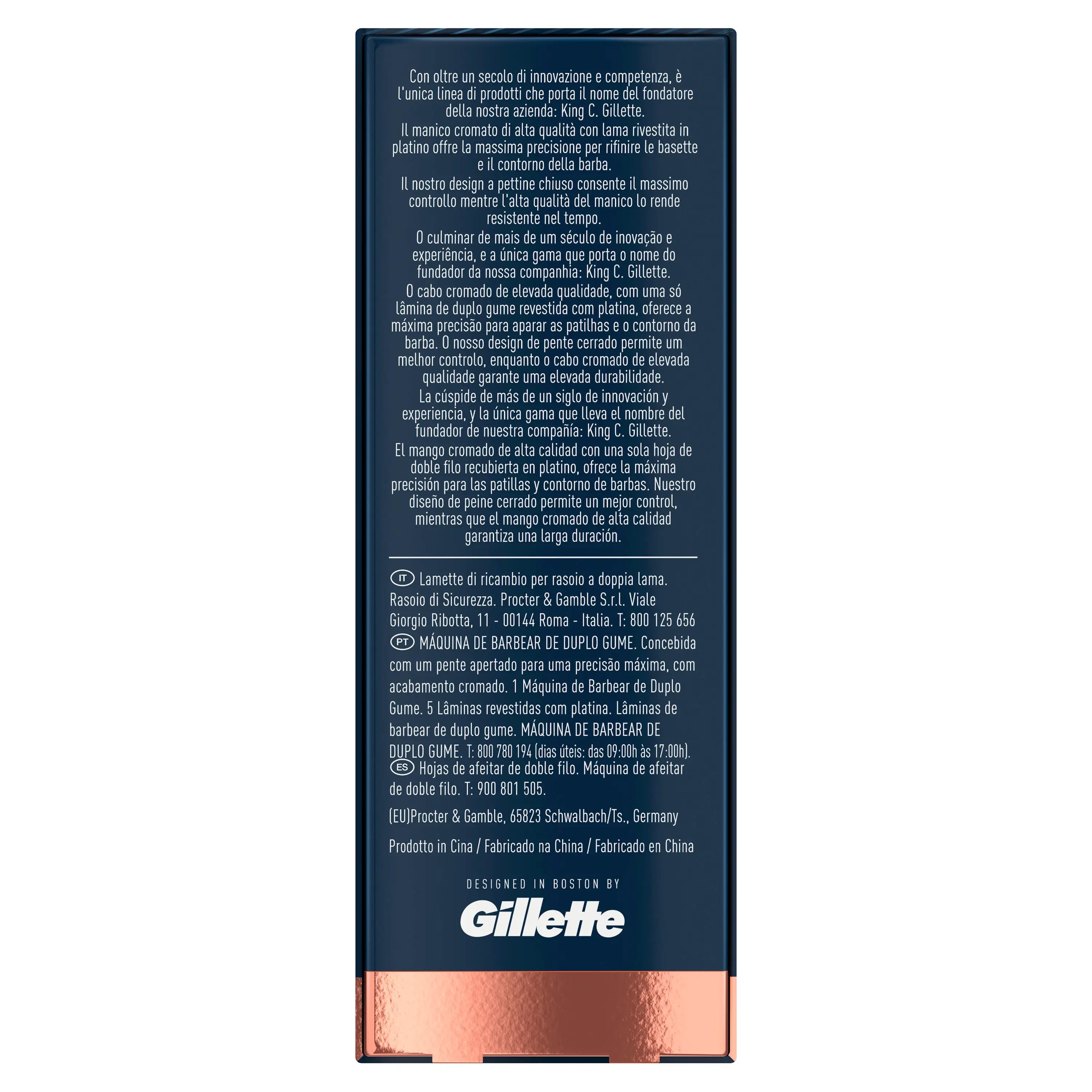 Gillette King C. Double Edge Rasiermesser Bart + 5 Klingen