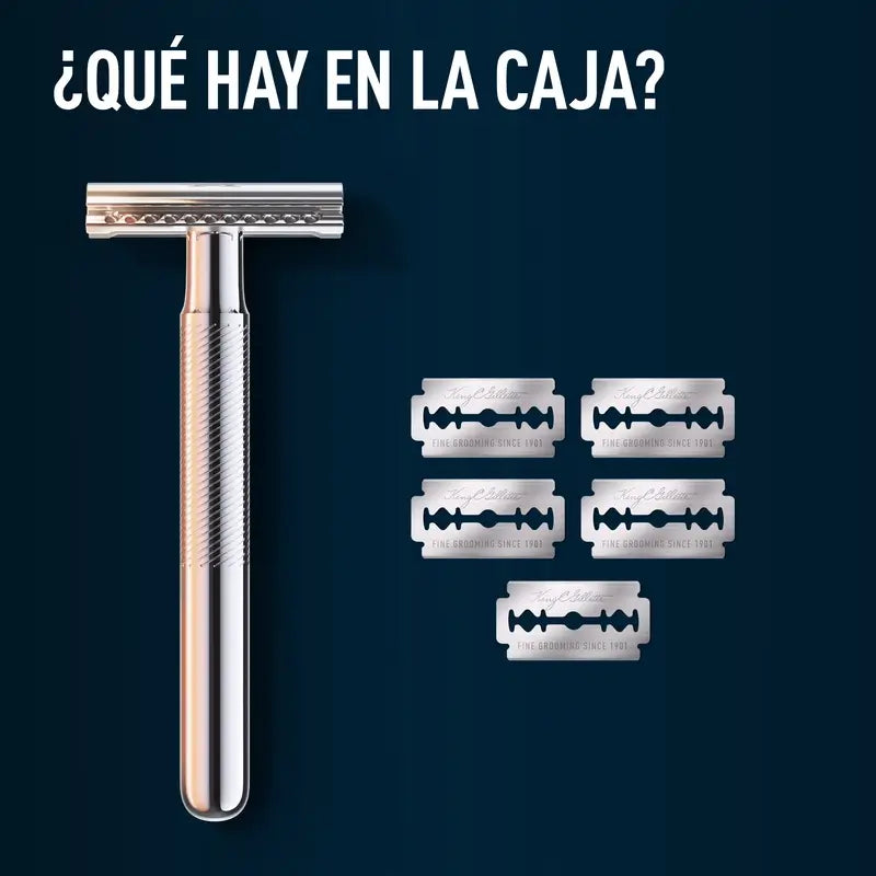 Gillette King C. Double Edge Rasiermesser Bart + 5 Klingen