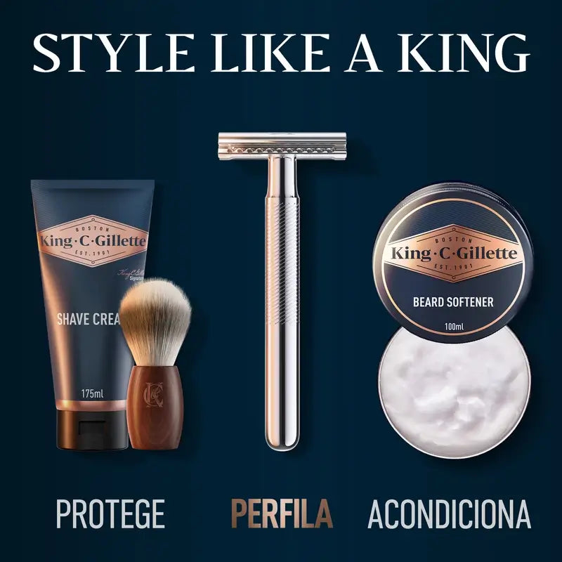 Gillette King C. Double Edge Rasiermesser Bart + 5 Klingen