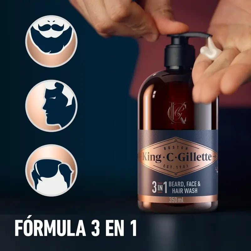 Gillette King C. Beard Geschenkpaket 1 Reinigungsgel 350ml + 1 Balsam 100ml + Etui