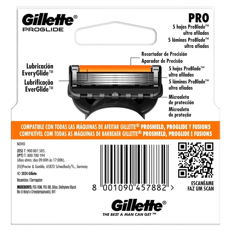 Gillette Proglide Rasierer-Nachfüllpackungen für Männer, 4 Stück.