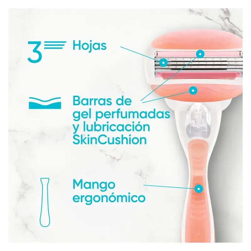 Gillette Venus Comfortglide Spa Breeze Haarentfernungs-Rasierer für Frauen, 1 Griff + 3 Nachfüllpackungen