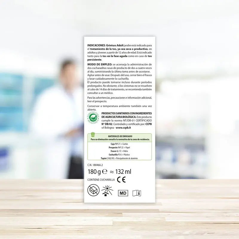 Aboca Grintuss Trockener und produktiver Hustensirup für Erwachsene, 180 g