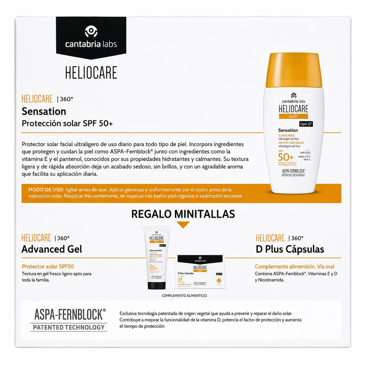 Heliocare Pack 360 Sensation 50Ml+ Minitallat Advanced