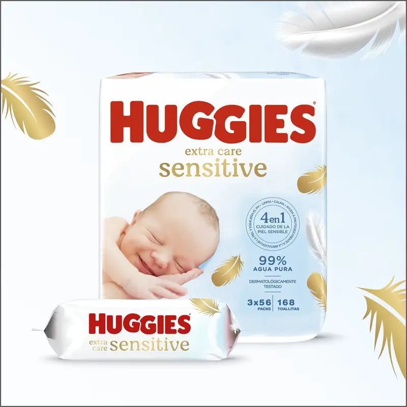 Huggies Extra Care Sensitive Feuchttücher, 144 Stück