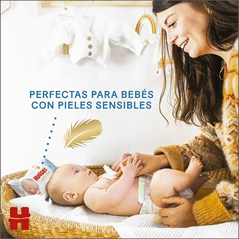 Huggies Extra Care Sensitive Feuchttücher, 48 Stück.