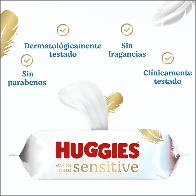 Huggies Extra Care Sensitive Feuchttücher, 48 Stück.