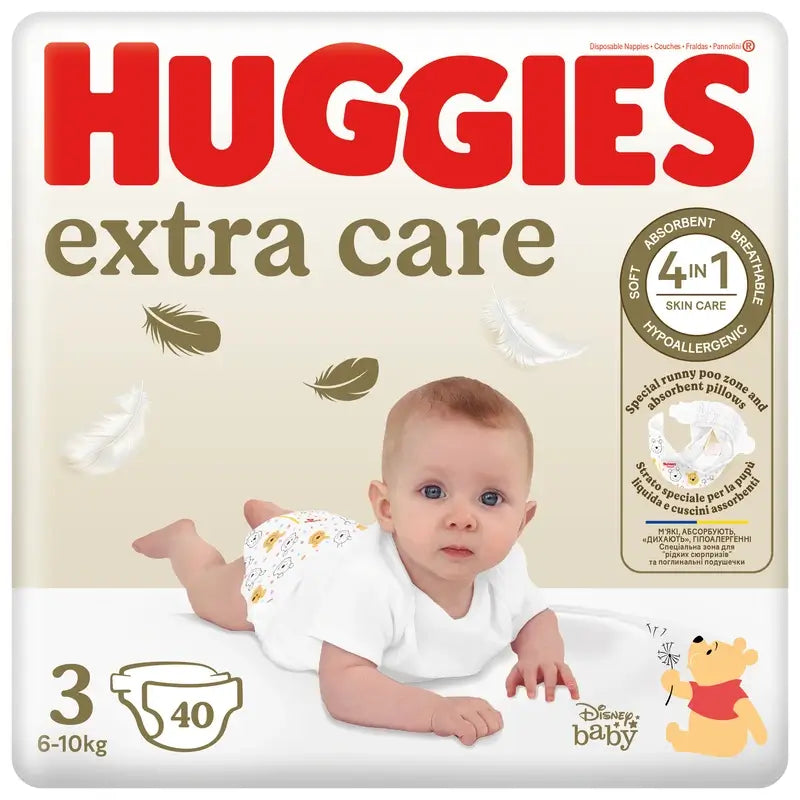 Huggies Extra Care Größe 3 (6-10 kg) Disney Baby Windel, 40 Stück.