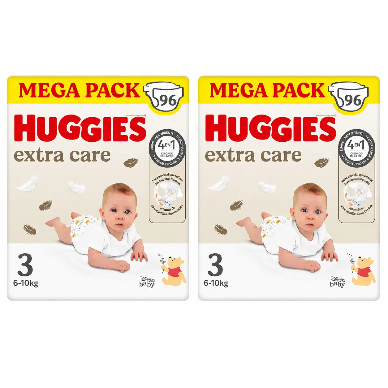Huggies Extra Care Größe 3 (6-10 kg) Disney Baby Windel, 96 Stück, Packung 2