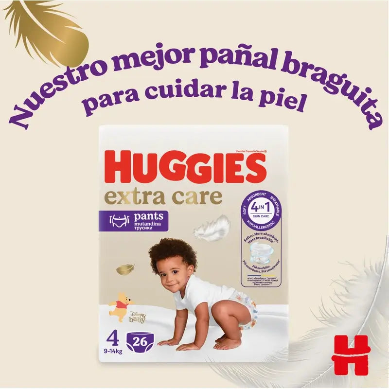Huggies Extra Care Größe 4 (9-14 kg) Disney Baby Windelslips, 26 Stück.