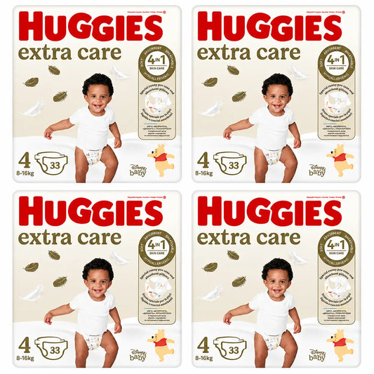 Huggies Extra Care Größe 4 (8-16 kg) Disney Baby Windel, 33 Stück, Packung 4