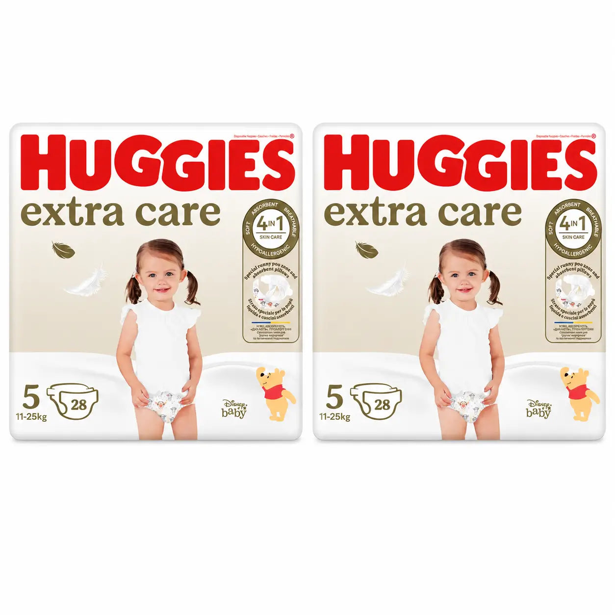 Huggies Extra Care Größe 5 (11-25 kg) Disney Baby Windel, 28 Stück, Packung 2