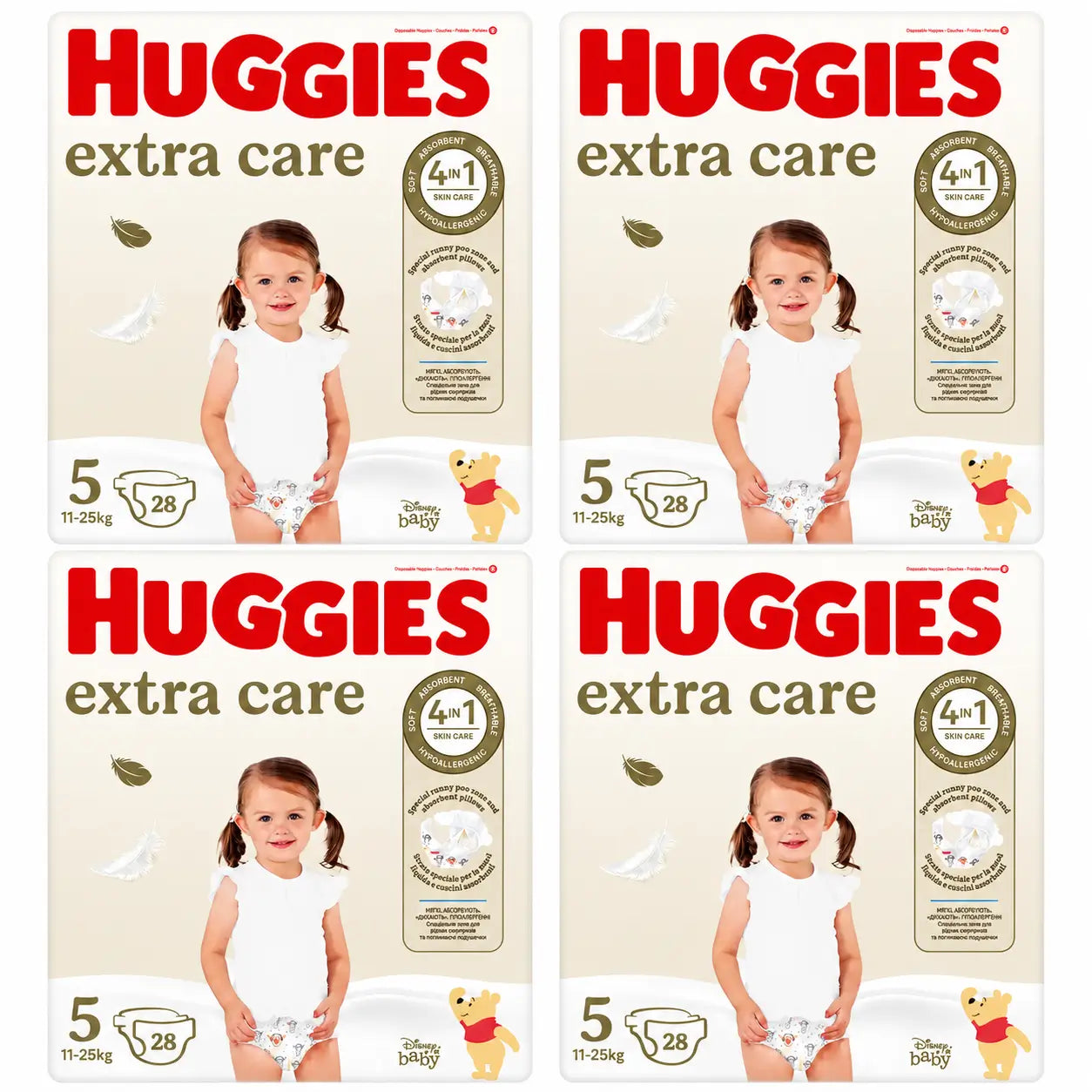 Huggies Extra Care Größe 5 (11-25 kg) Disney Baby Windel, 28 Stück, Packung 4