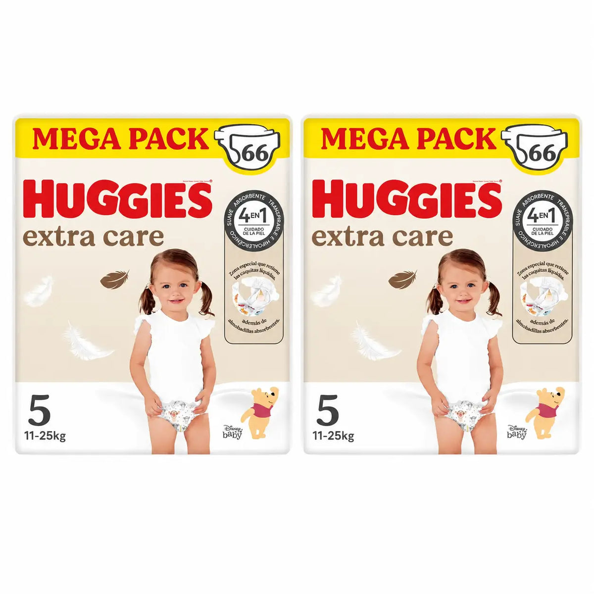 Huggies Extra Care Größe 5 (11-25 kg) Disney Baby Windel, 66 Stück, Packung 2