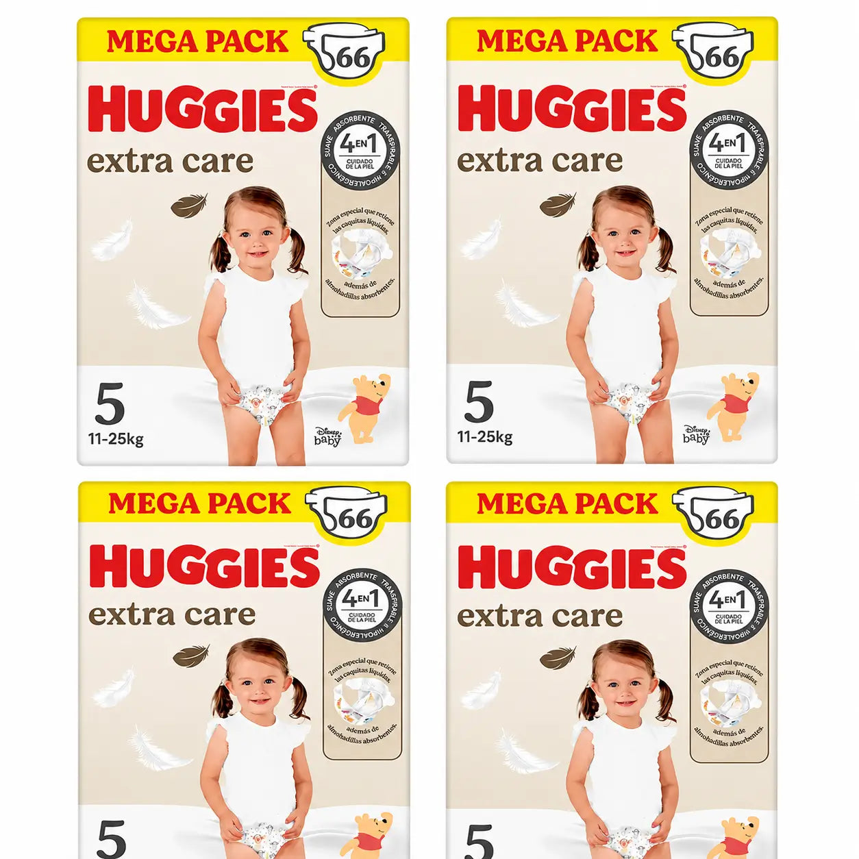 Huggies Extra Care Größe 5 (11-25 kg) Disney Baby Windel, 66 Stück, Packung 4