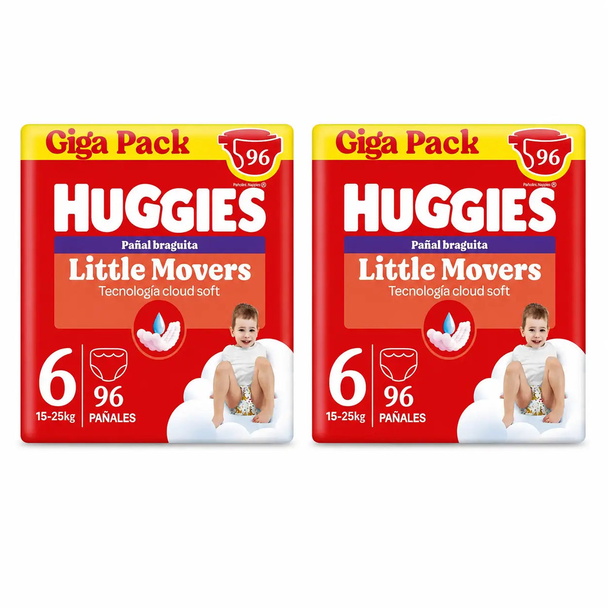 Huggies Little Movers Größe 6 (15-25 kg) Disney Baby Windelslips, 96 Stück, Packung 2