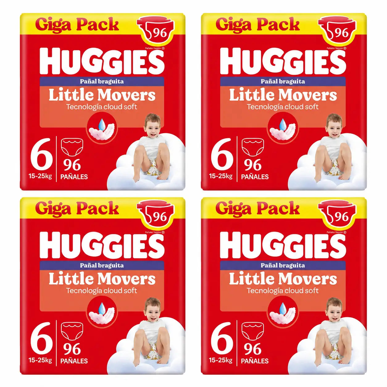 Huggies Little Movers Größe 6 (15-25 kg) Disney Baby Windelslips, 96 Stück, Packung 4