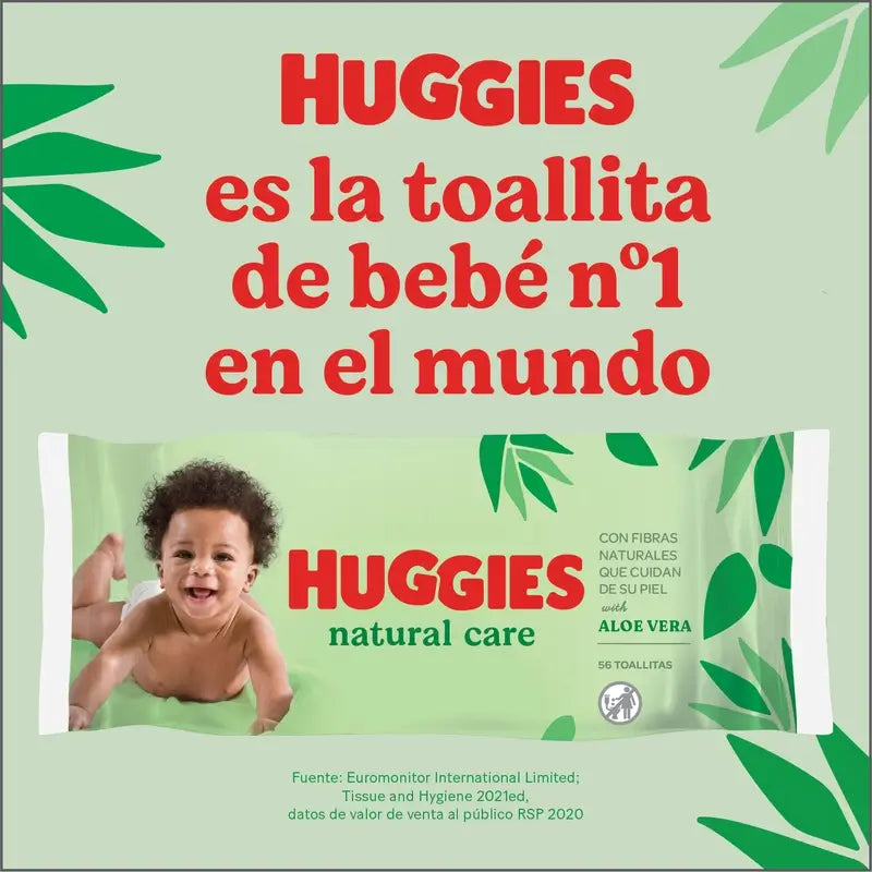 Huggies Natural Care Feuchttücher, 56 Stück.