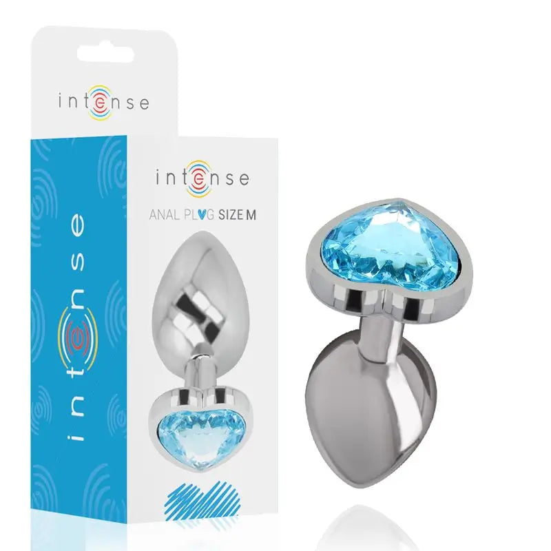 Intense Anal Plug Metal Aluminium Heart Blue Size M