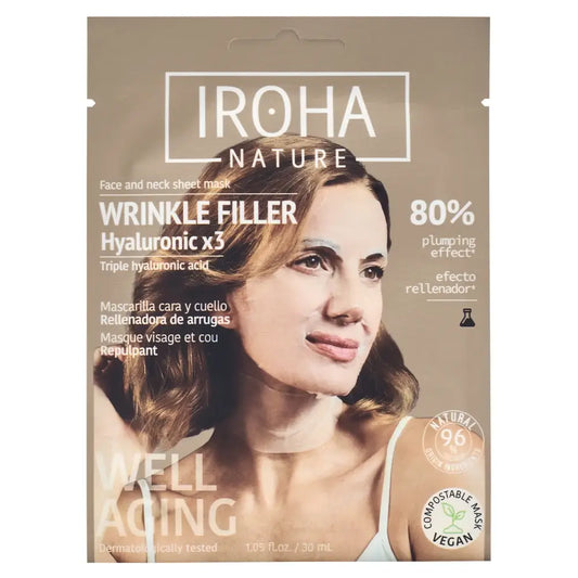 Iroha Nature Dreifach-Hyaluronsäure-Faltenfüller Gesichts- und Halsgewebemaske, 30 ml