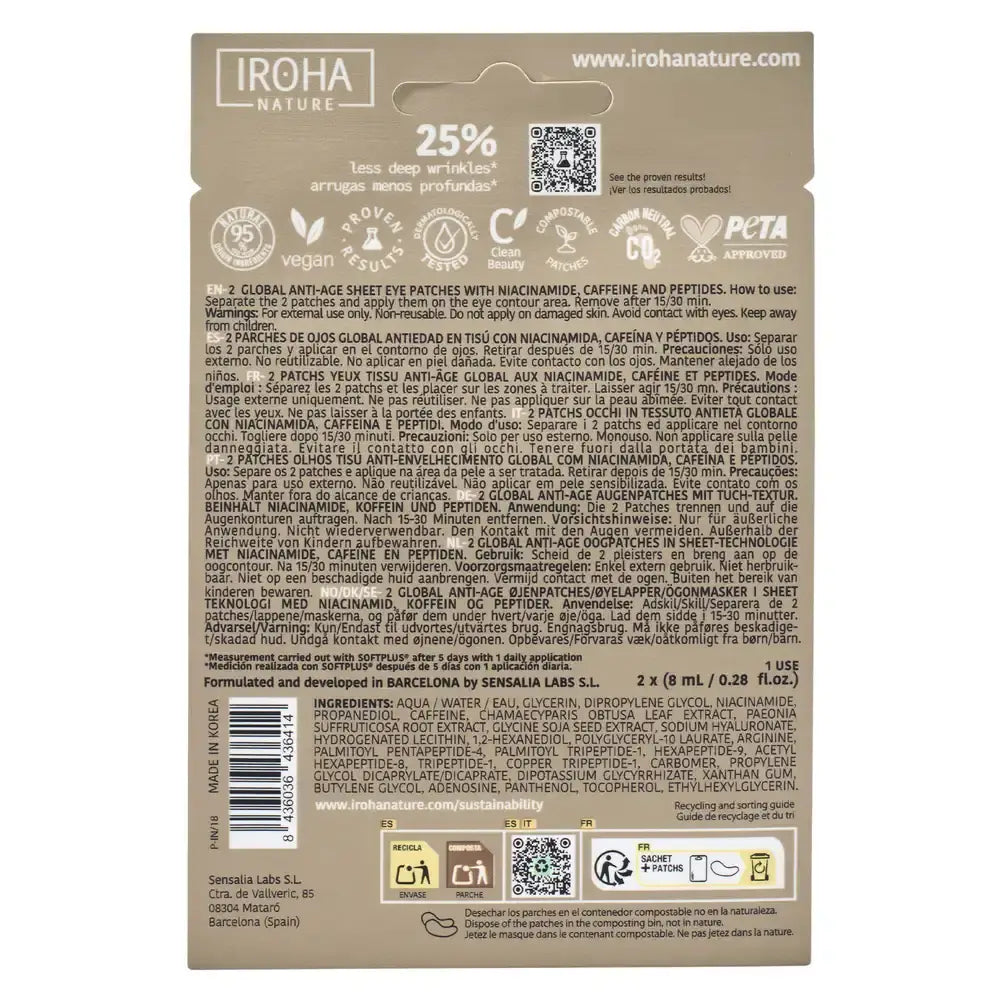 Iroha Nature Global Anti-Aging Augenpflaster - Niacinamid , 16 (2x8) ml