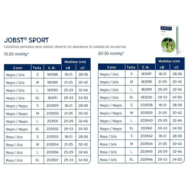 Jobst Sport Socken, Schwarz/Grau, 15-20 Mmhg