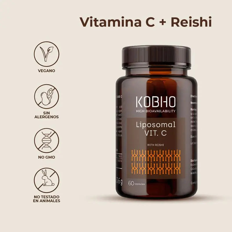 Kobho Labs Liposomale Vitamin C Ergänzung + Reishi, 60 Kapseln