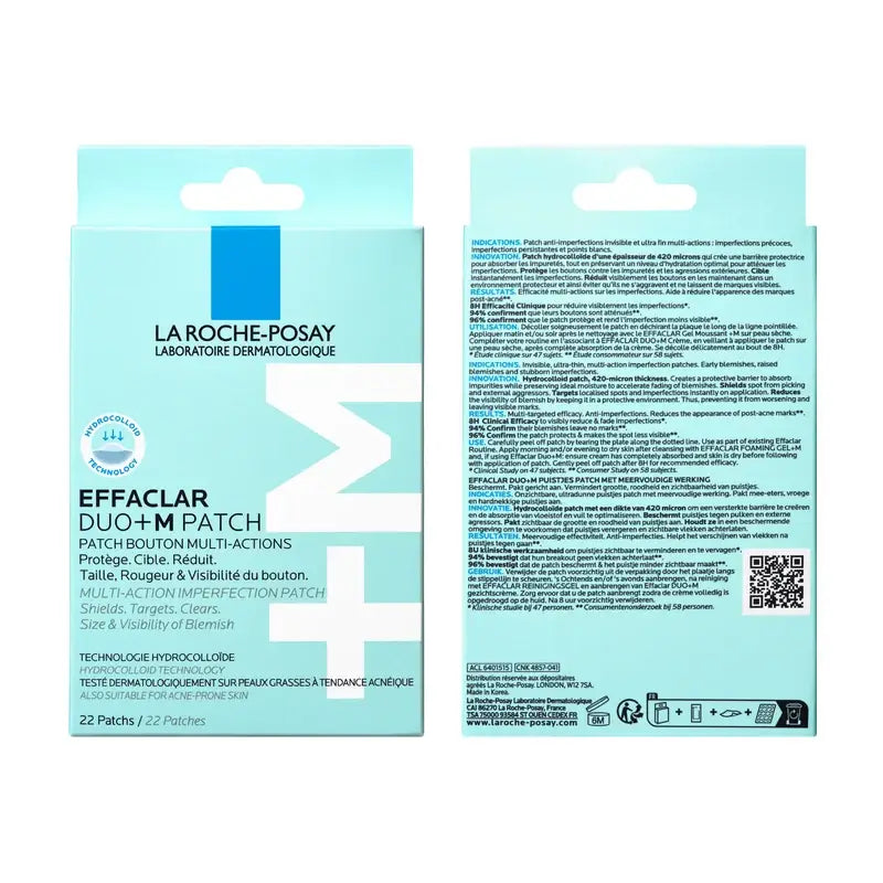 La Roche-Posay Effaclar Duo+M Unsichtbare Pflaster gegen Unreinheiten und Hautunreinheiten, 22 Stück