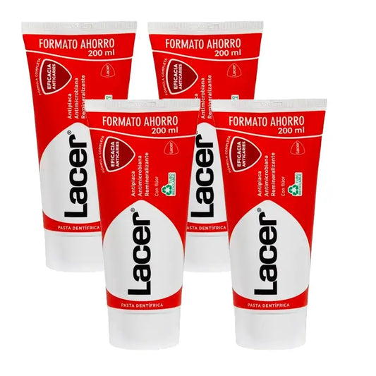 Lacer Zahnpasta, Packung 4 x 200 ml