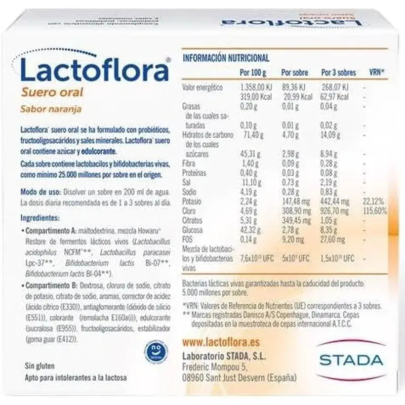 Lactoflora Oral Serum mit Probiotika, Präbiotika und Mineralsalzen Orangengeschmack , 6 Beutel