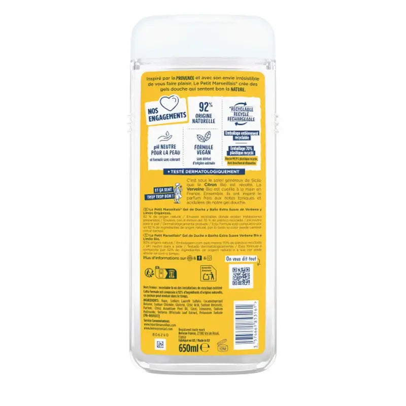Le Petit Marseillais Extra-mildes Duschgel mit Bio-Verben und Bio-Zitrone, 650 ml