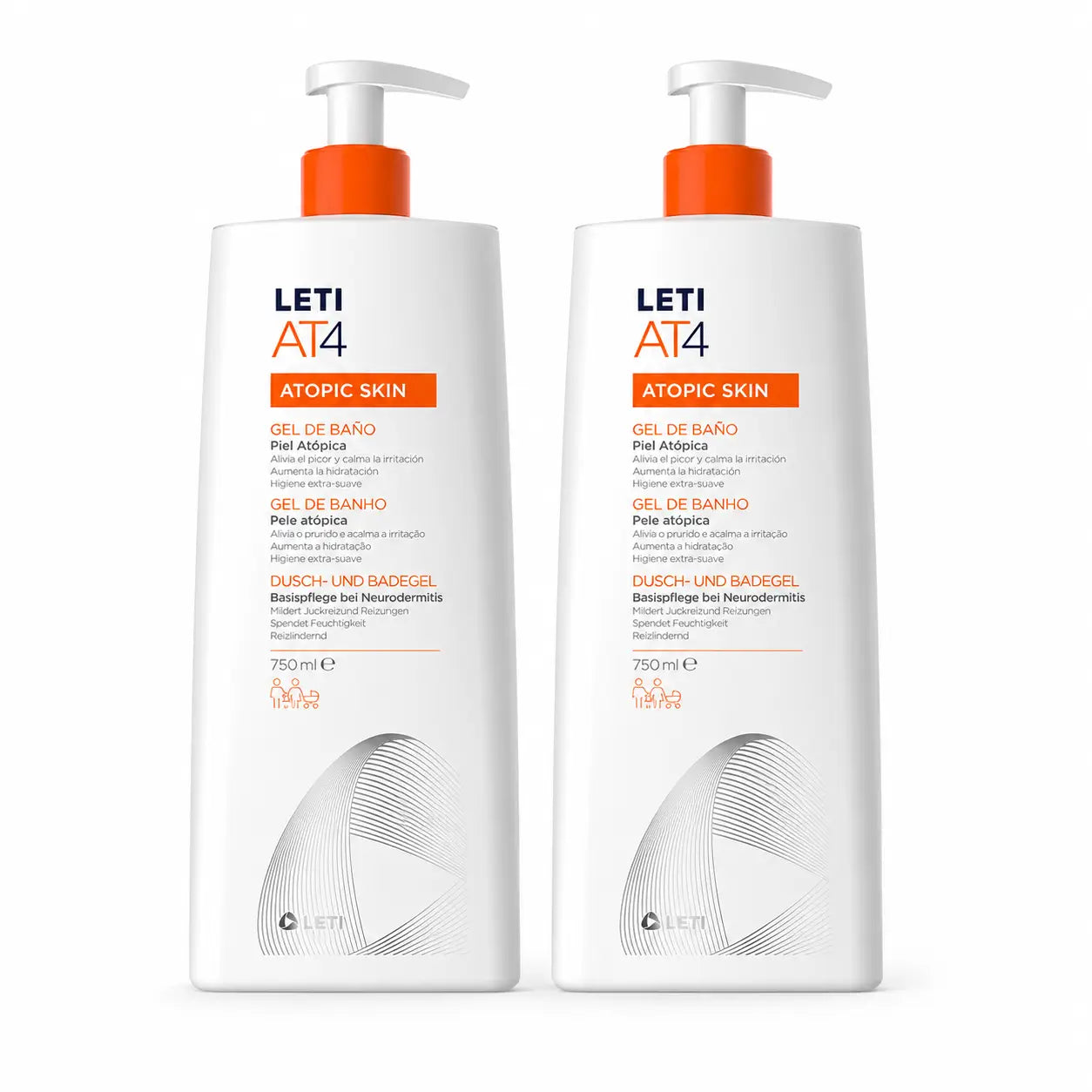 Leti AT4 Dermo-Oily Badegel 750 ml Packung 2