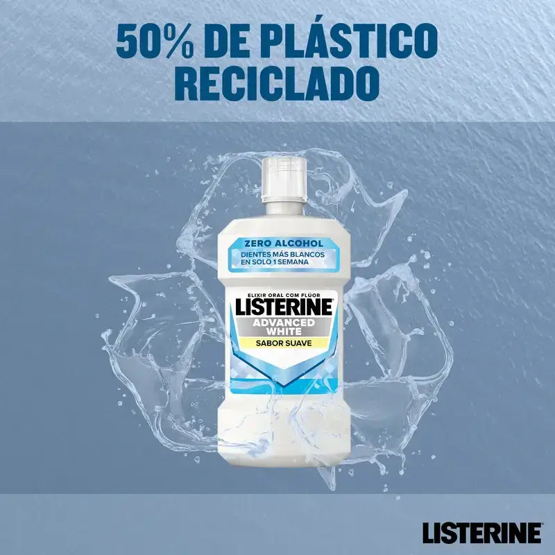Listerine Duplo Mundwasser, Advanced Whitening, Alkoholfrei, Mild Mint, 2 x 500 Ml
