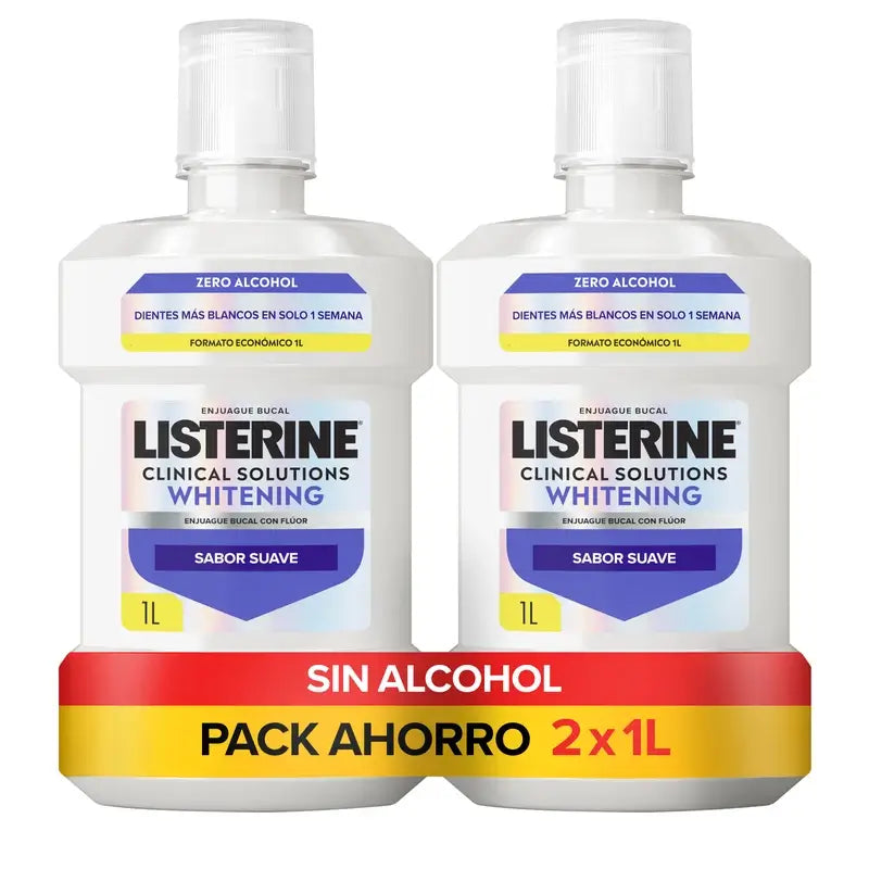 Listerine Mundwasser, Advanced White mit Aufheller, milder Minzgeschmack, alkoholfrei 2 X 1000ml Packung