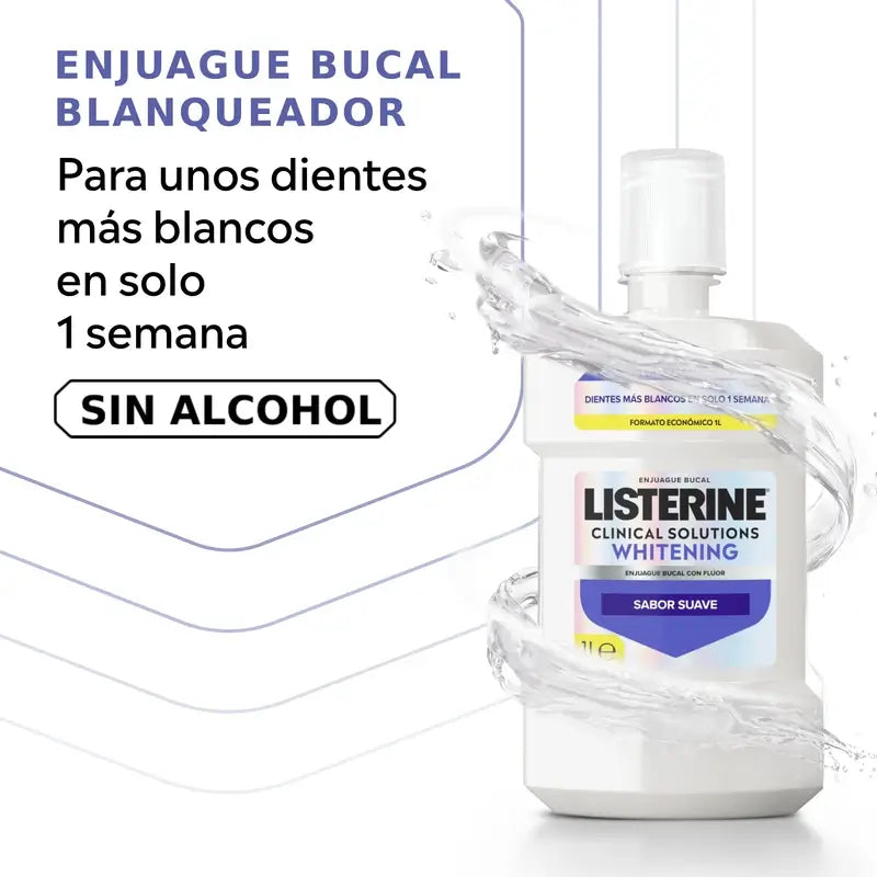 Listerine Mundwasser, Advanced White mit Aufheller, milder Minzgeschmack, alkoholfrei 2 X 1000ml Packung
