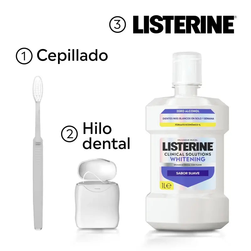 Listerine Mundwasser, Advanced White mit Aufheller, milder Minzgeschmack, alkoholfrei 2 X 1000ml Packung
