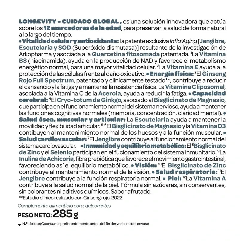 Longevity Prevención Global, 285 g
