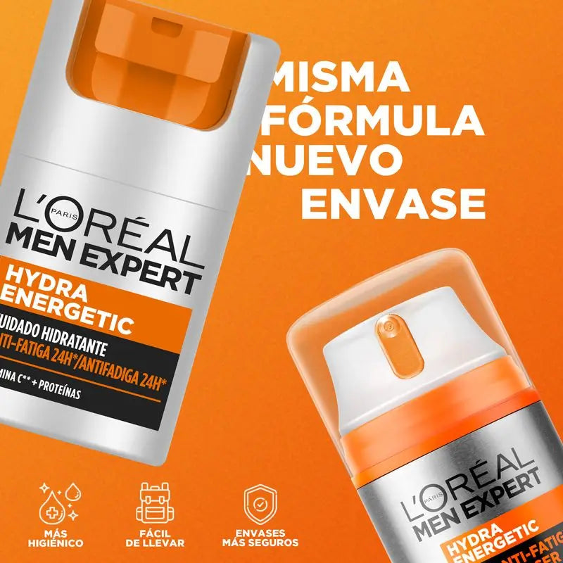 L'Oréal Paris Men Expert Hydra Energetic 24H Anti-Müdigkeit Feuchtigkeitscreme für Männer mit Vitamin C und Protein - 50 ml