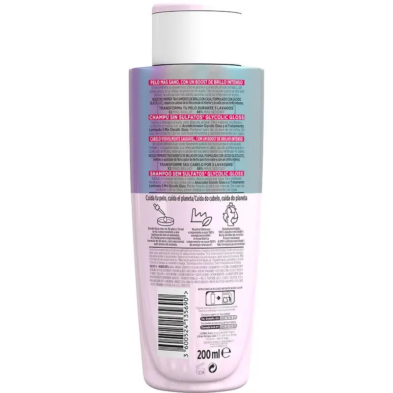 L'Oréal Paris Elvive Glycolic Gloss Shampoo mit Glykolsäure Glykolsäure Weiches & glänzendes Haar