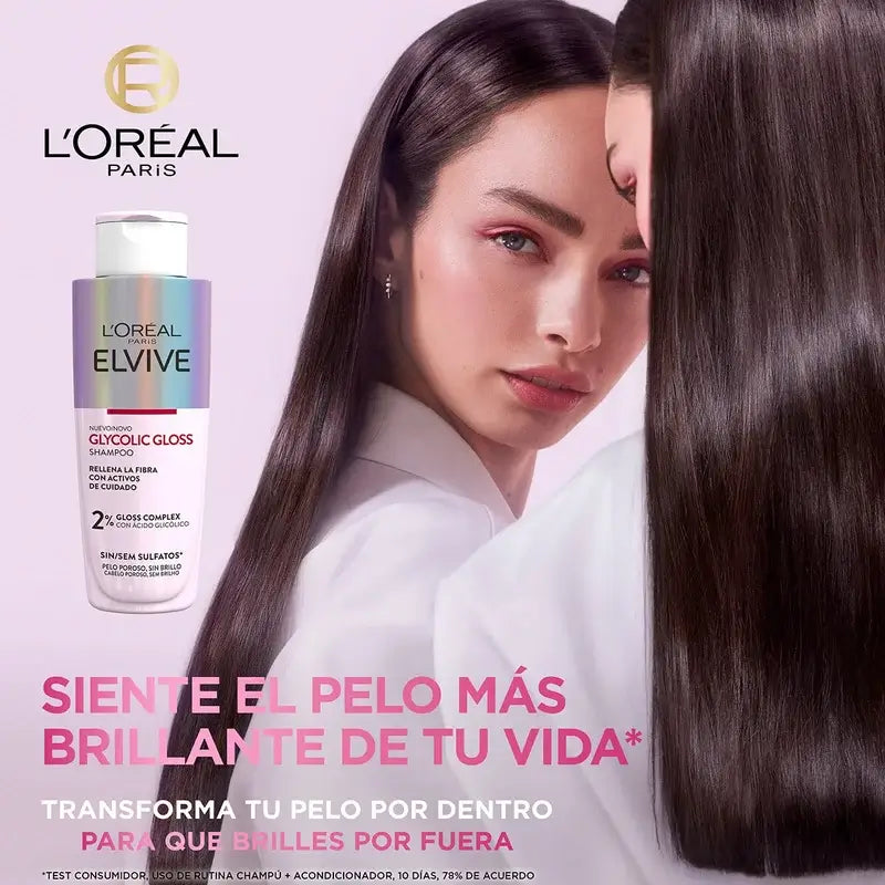 L'Oréal Paris Elvive Glycolic Gloss Shampoo mit Glykolsäure Glykolsäure Weiches & glänzendes Haar