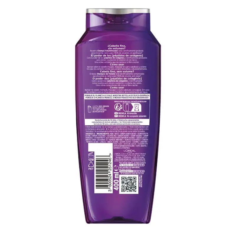 L'Oréal Paris Elvive Volumising Shampoo mit Kollagen-Peptiden, 400 ml