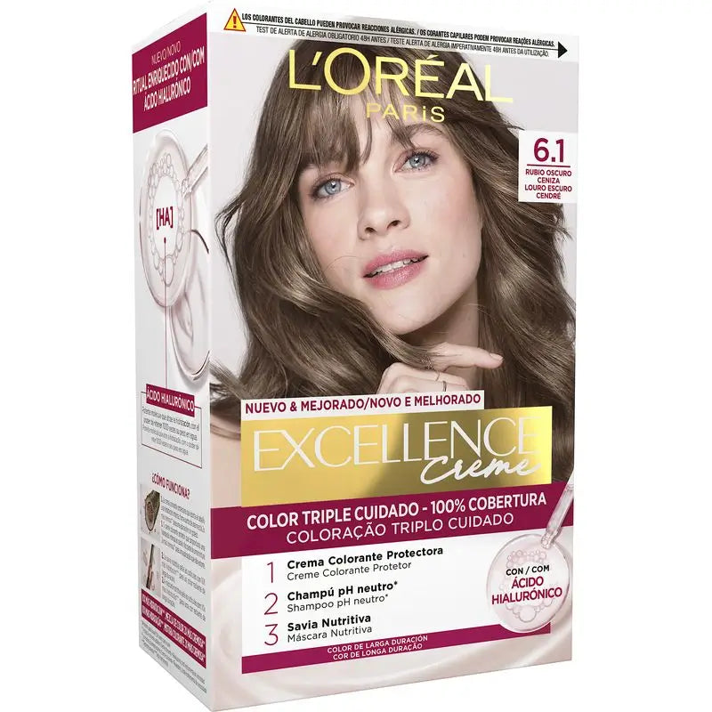 L'Oréal Paris Excellence Creme Dauerhafte Farbe - Farbton 6.1 Dunkles Aschblond