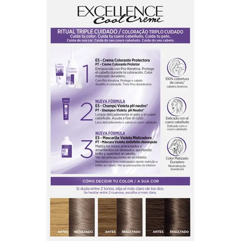 L'Oréal Paris Excellence Creme Dauerhafte Haarfarbe - Farbton 7.11 Intensives Aschblond