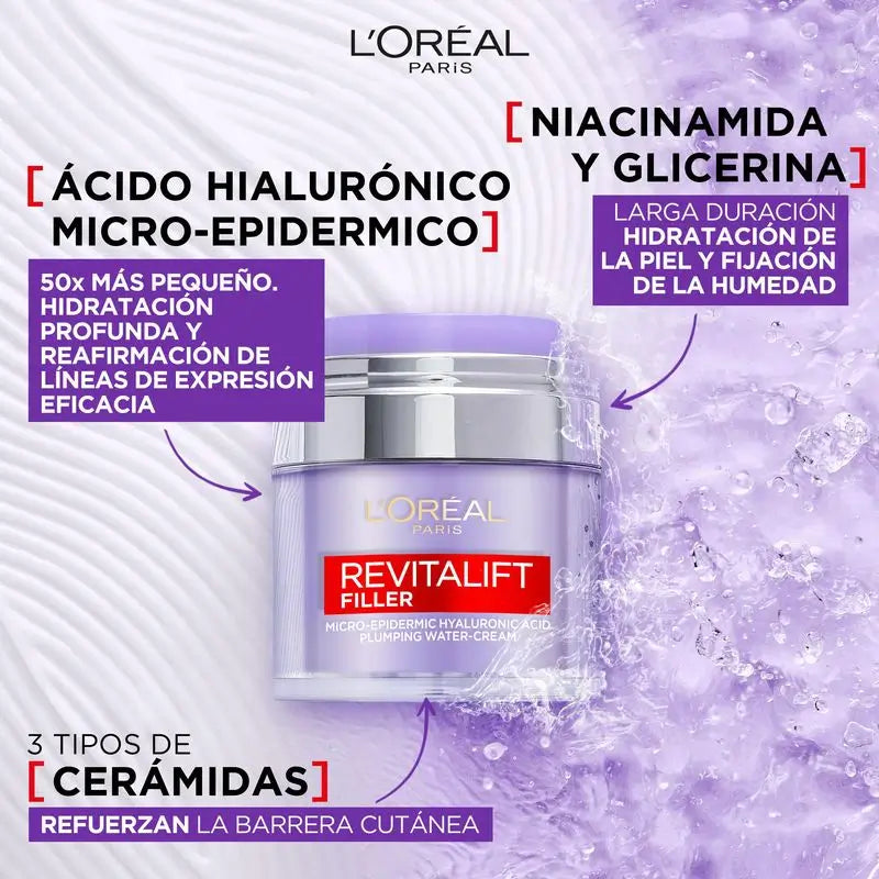 L'Oréal Paris Revitalift Filler Creme-Gel: Hyaluronsäure & 3 Ceramide, intensive Hydratation