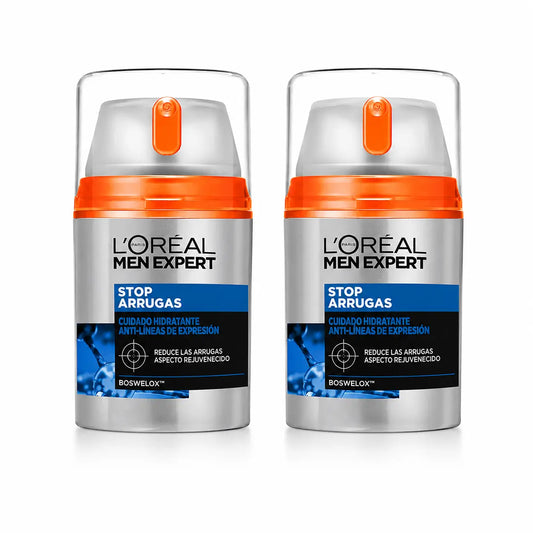 L'Oréal Paris Men Expert Stop-Wrinkle Feuchtigkeitsspendende Anti-Expressionslinien-Pflege für Männer 50 ml , Packung 2
