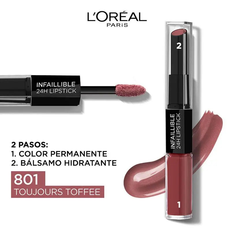 L'Oréal Paris 24H Unfehlbarer permanenter Lippenstift Farbton 801 Toujours Toffee