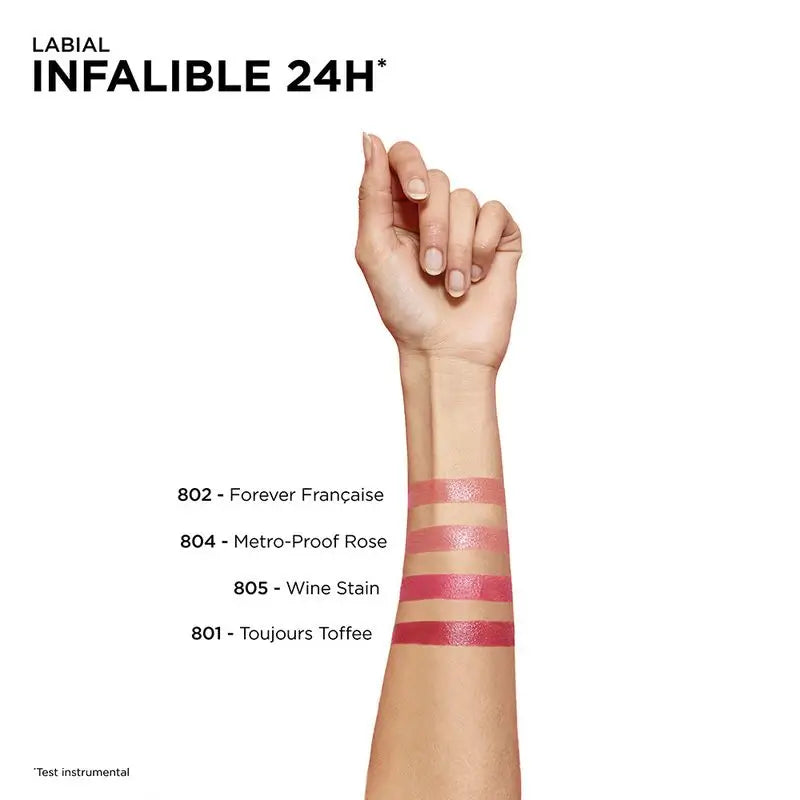 L'Oréal Paris 24H Unfehlbarer permanenter Lippenstift Farbton 801 Toujours Toffee