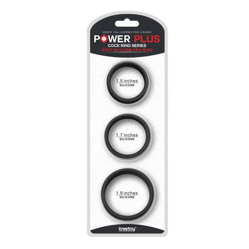 Lovetoy 3er Pack mit 3 schwarzen Power Ring Penis Ringen